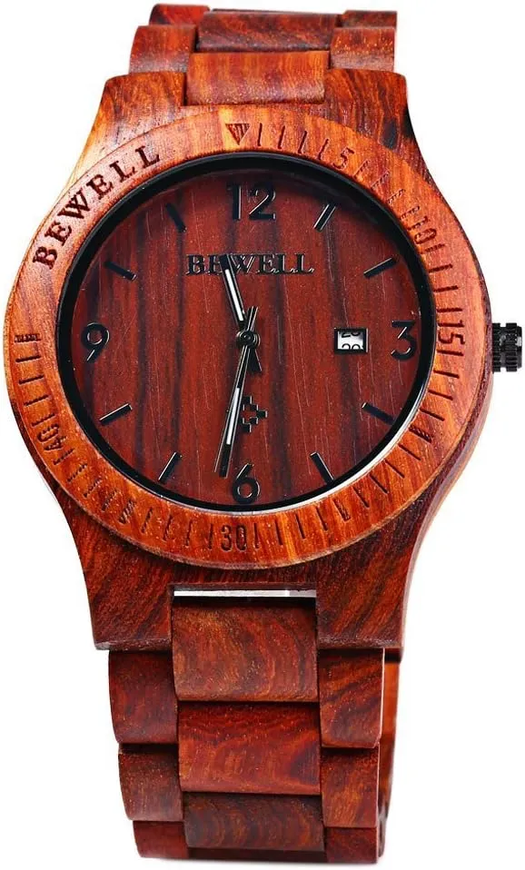 Men Gifts Handmade Date Display Quartz Movement Analog Lightweight erect contrary duty reflection morale Wood Wrist Watches BEWELL ZS-W086B Wooden Watch 