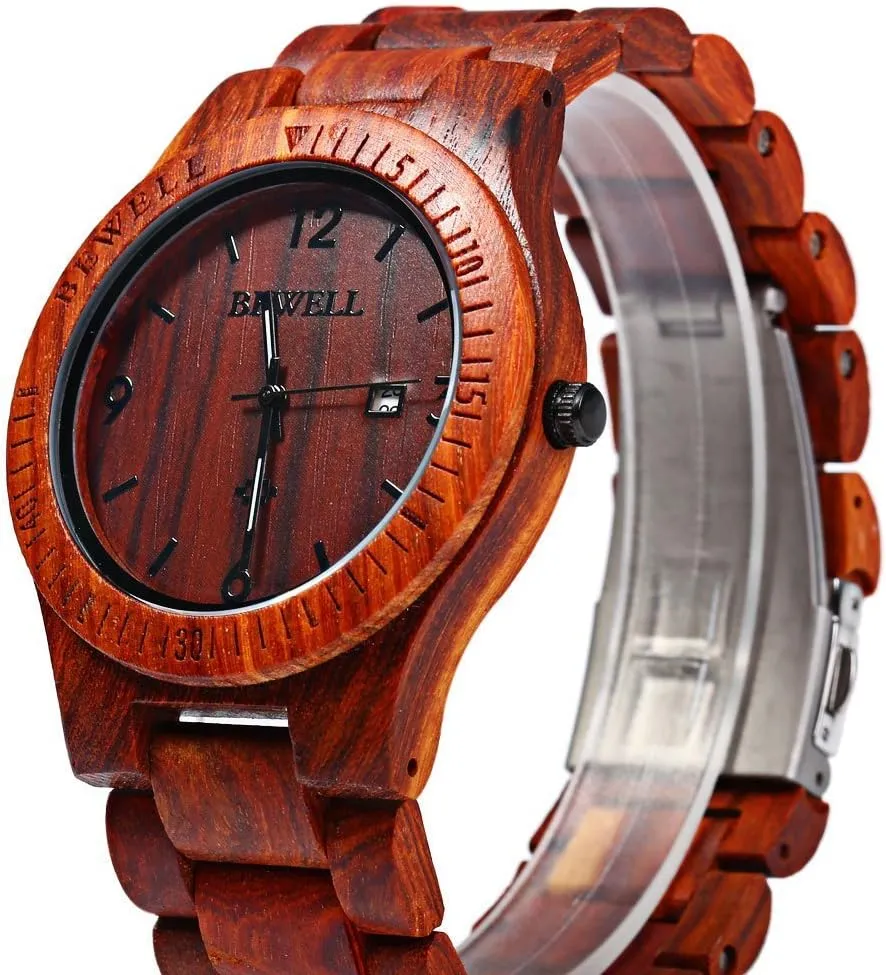 Men Gifts Handmade Date Display Quartz Movement Analog Lightweight erect contrary duty reflection morale Wood Wrist Watches BEWELL ZS-W086B Wooden Watch 