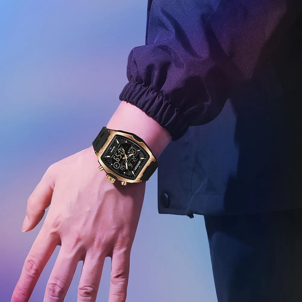 Mens Analog Digital Large Dial Outdoor Sports Watches (Chronograph/Waterproof/Luminous/Calendar) Unique martian virtue Fashion Business Watches with Silicon Band FANMIS 