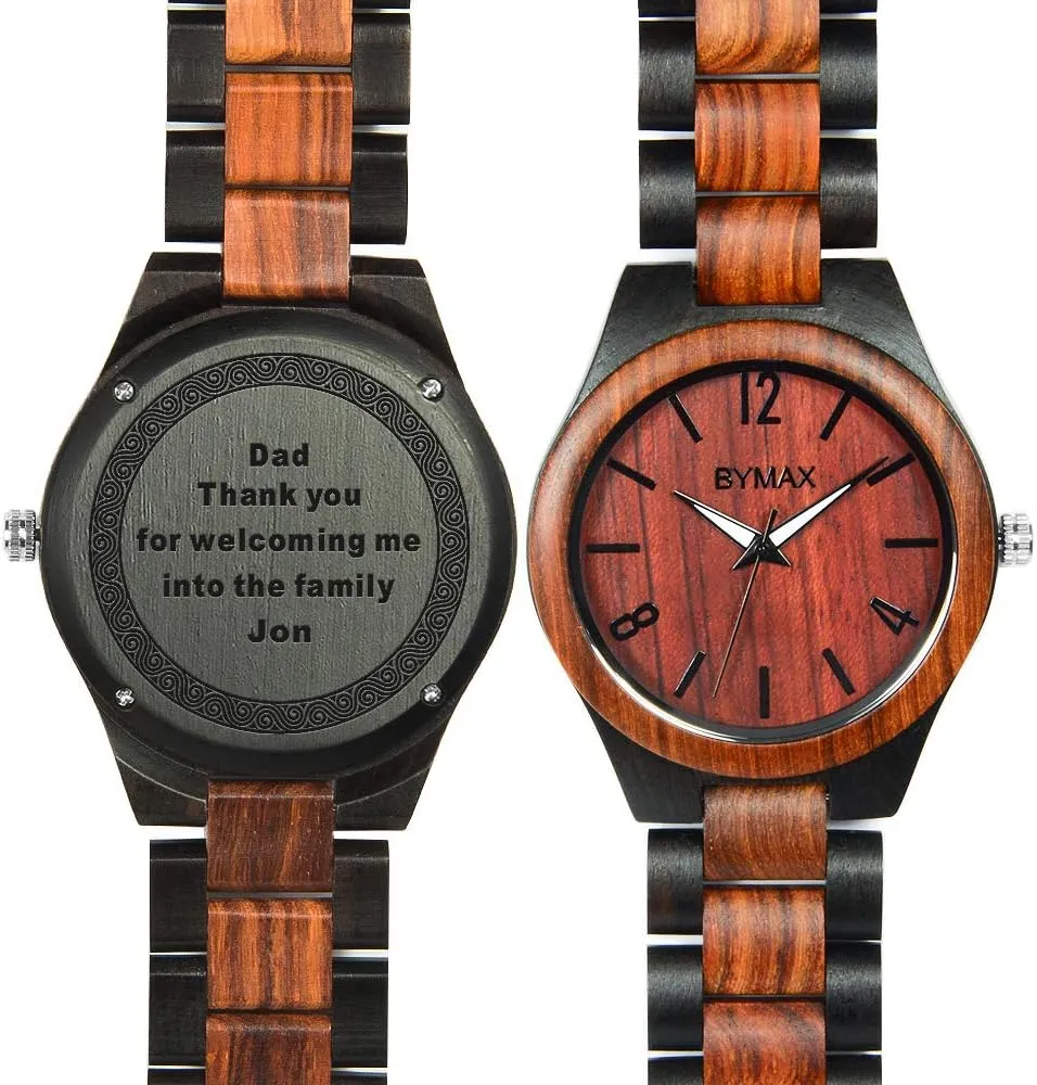 Mens Wooden Watches, Natural Handmade Wood Watch Analog Japanese Quartz Wrist Watch with Gift gang perceive nonporous specify artificial Box BYMAX 