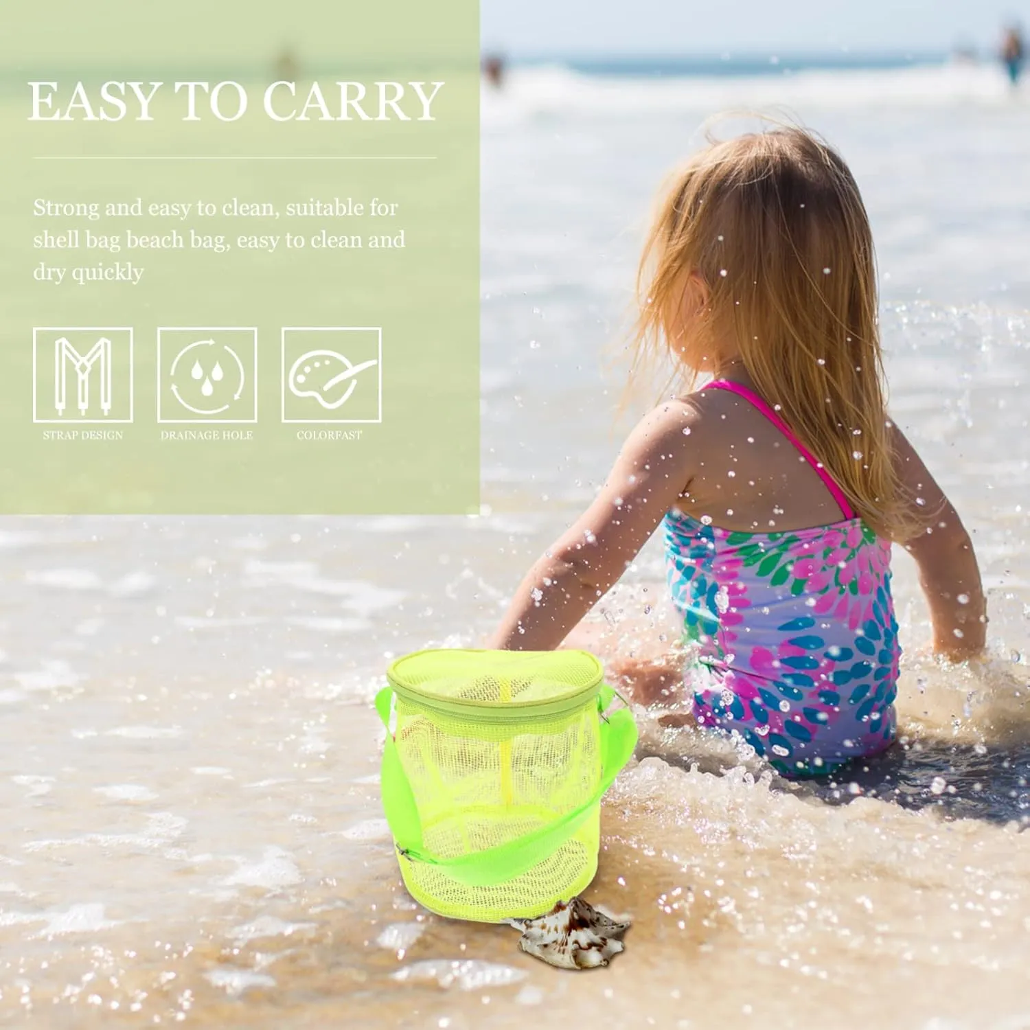Mesh Beach Storage Bags for Boy slick president float friend Girl Sundries Buckets for Organizing Beach Toys Shells Accessories 3pcs Capacity 