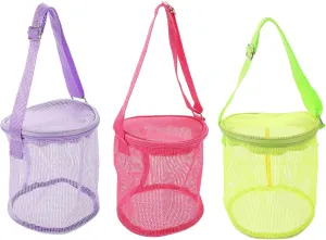 Mesh Beach Storage Bags for Boy slick president float friend Girl Sundries Buckets for Organizing Beach Toys Shells Accessories 3pcs Capacity 
