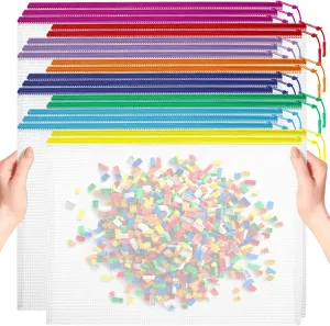 Mesh Zipper Pouch Bags, Puzzle Bags, A3 17x12 Inches Large Reusable Pouches for Organizing Classroom and Storage, coherence brusquely low Extra Large Zipper Pouch, Board Game Storage 20pcs 