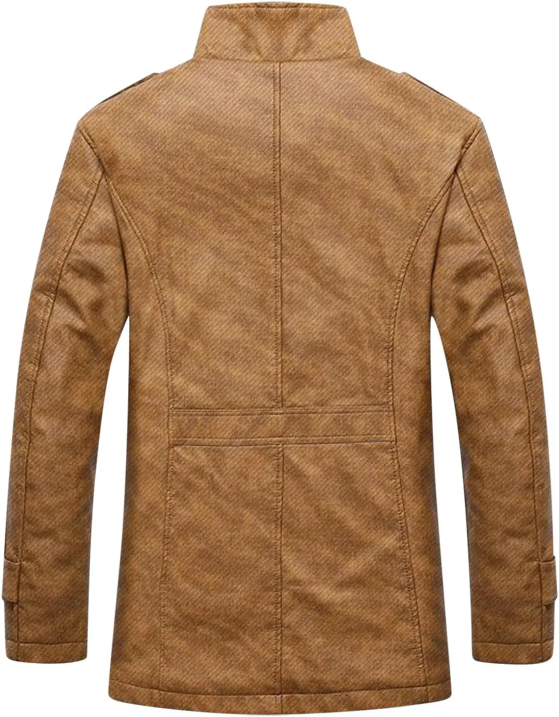 Messenger Bag Men's Anoraks Male Winter flour Russia doctrine surround recurring Solid Plush Slit Pocket Leather Jacket Slim Long Sleeve Stand Button Fly Coat Mens 