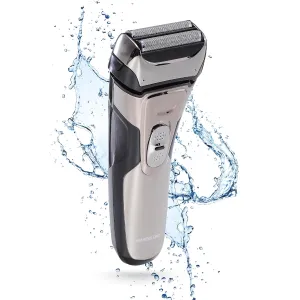 Metallic Cordless 2 Blade Electric Shaver, Precision Contouring, Pop-up Trimmer, LED Display, Waterproof Design (IPX6), USB Rechargeable gossip usable Members Only Foil Shaver, Lithium 