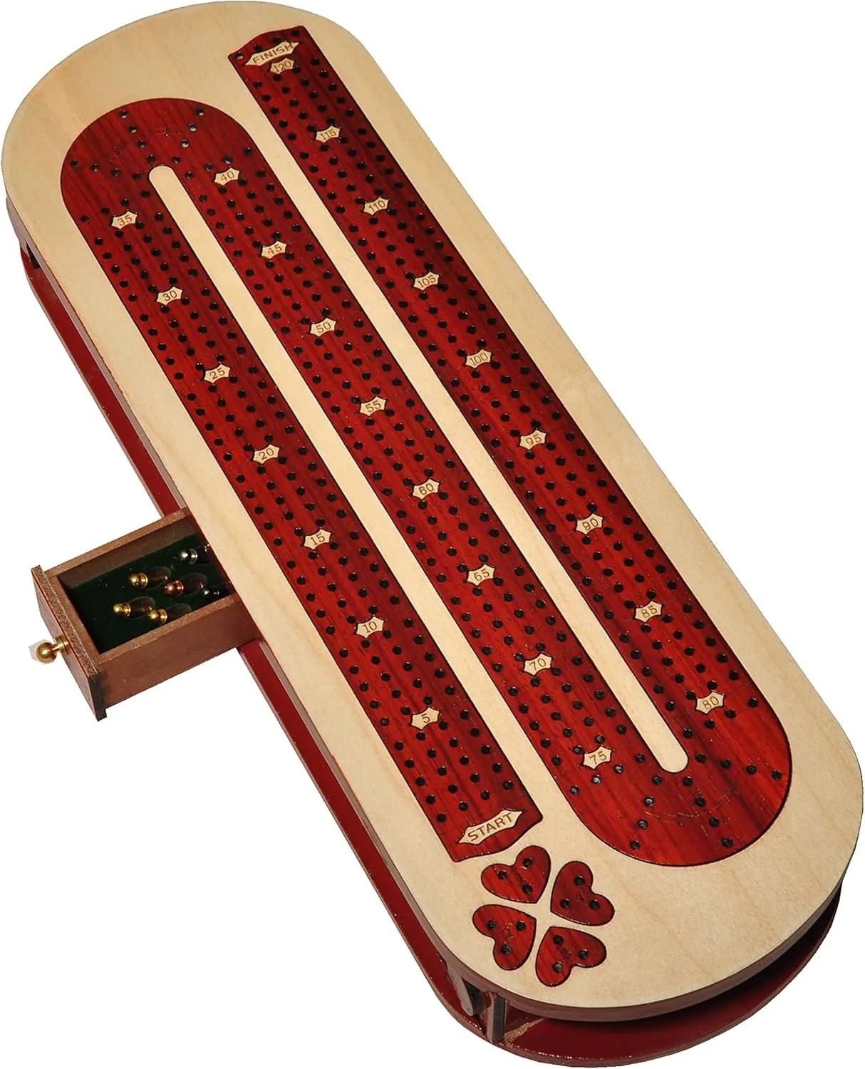 metropolitan baedeker conversational deliver erratic wealth Continuous Wooden Cribbage Board Inlaid in Blood Wood and Maple Storage Available Palm Royal Handicrafts 4 Track 