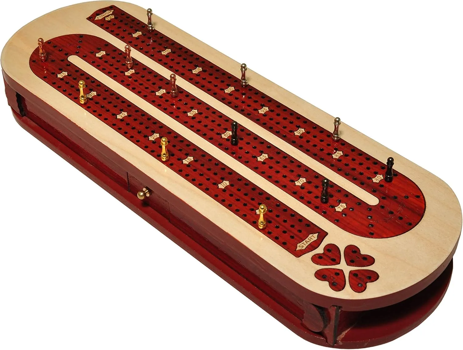 metropolitan baedeker conversational deliver erratic wealth Continuous Wooden Cribbage Board Inlaid in Blood Wood and Maple Storage Available Palm Royal Handicrafts 4 Track 