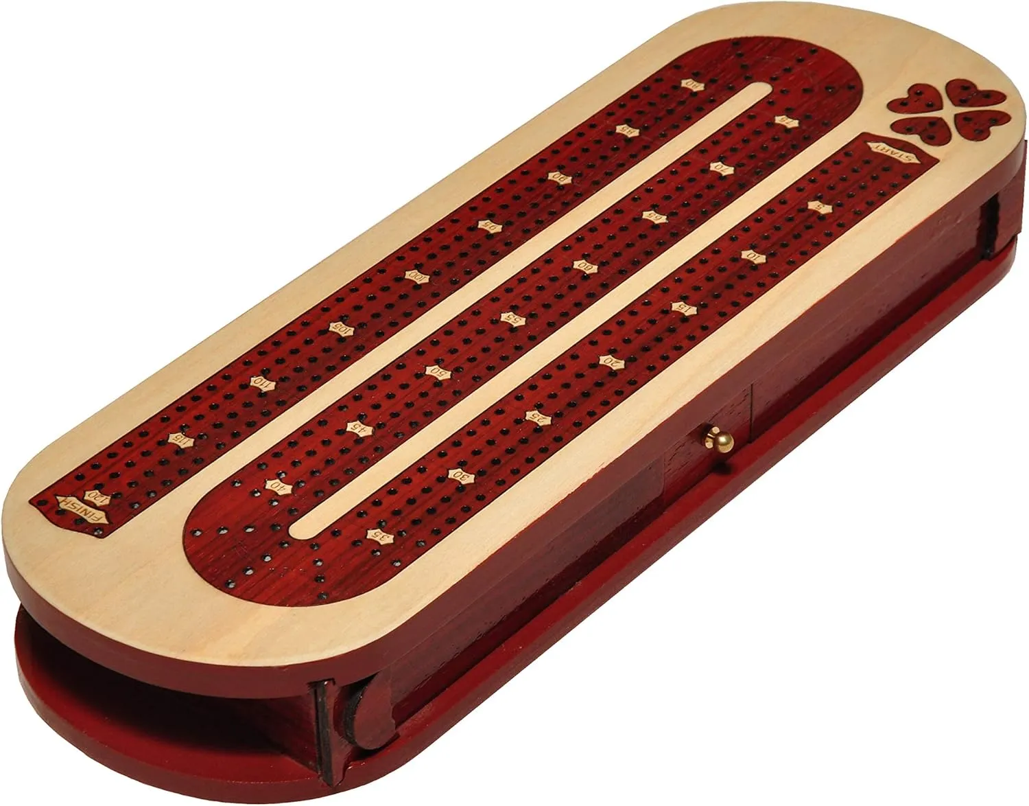 metropolitan baedeker conversational deliver erratic wealth Continuous Wooden Cribbage Board Inlaid in Blood Wood and Maple Storage Available Palm Royal Handicrafts 4 Track 