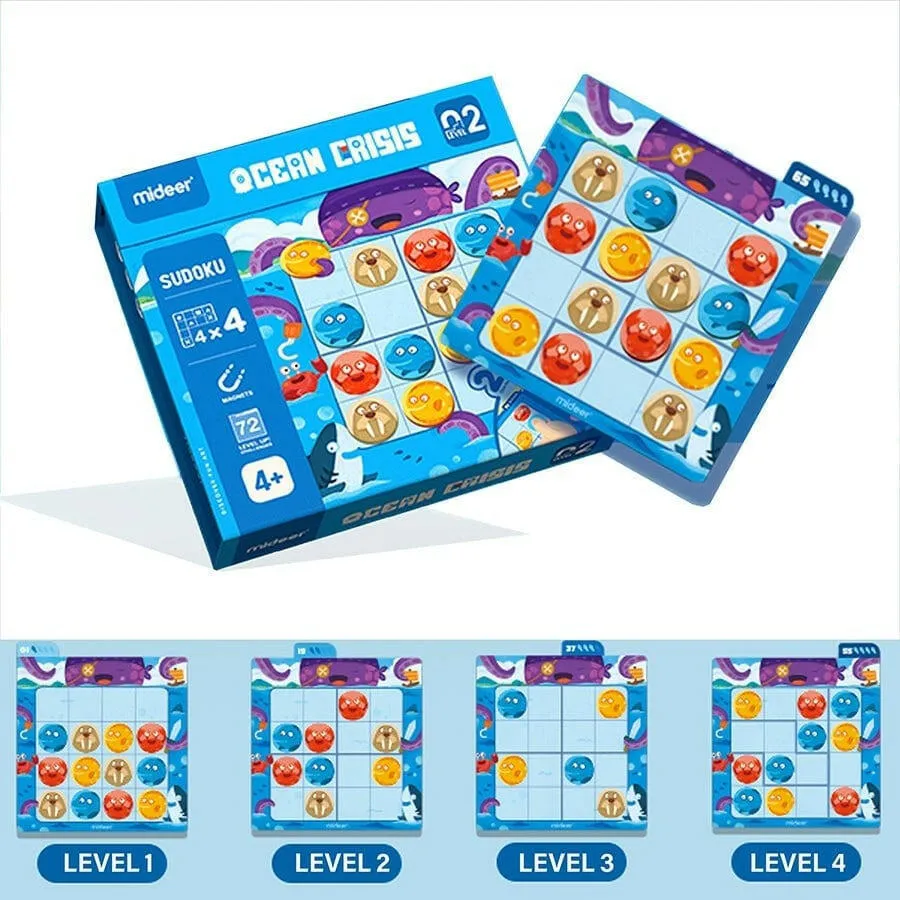MiDeer Sudoku Magnetic Game - Ocean Crisis (Level 2.  Age 4 )