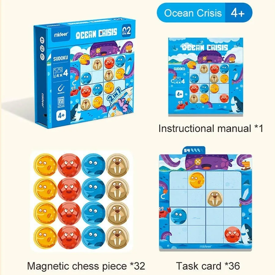 MiDeer Sudoku Magnetic Game - Ocean Crisis (Level 2.  Age 4 )