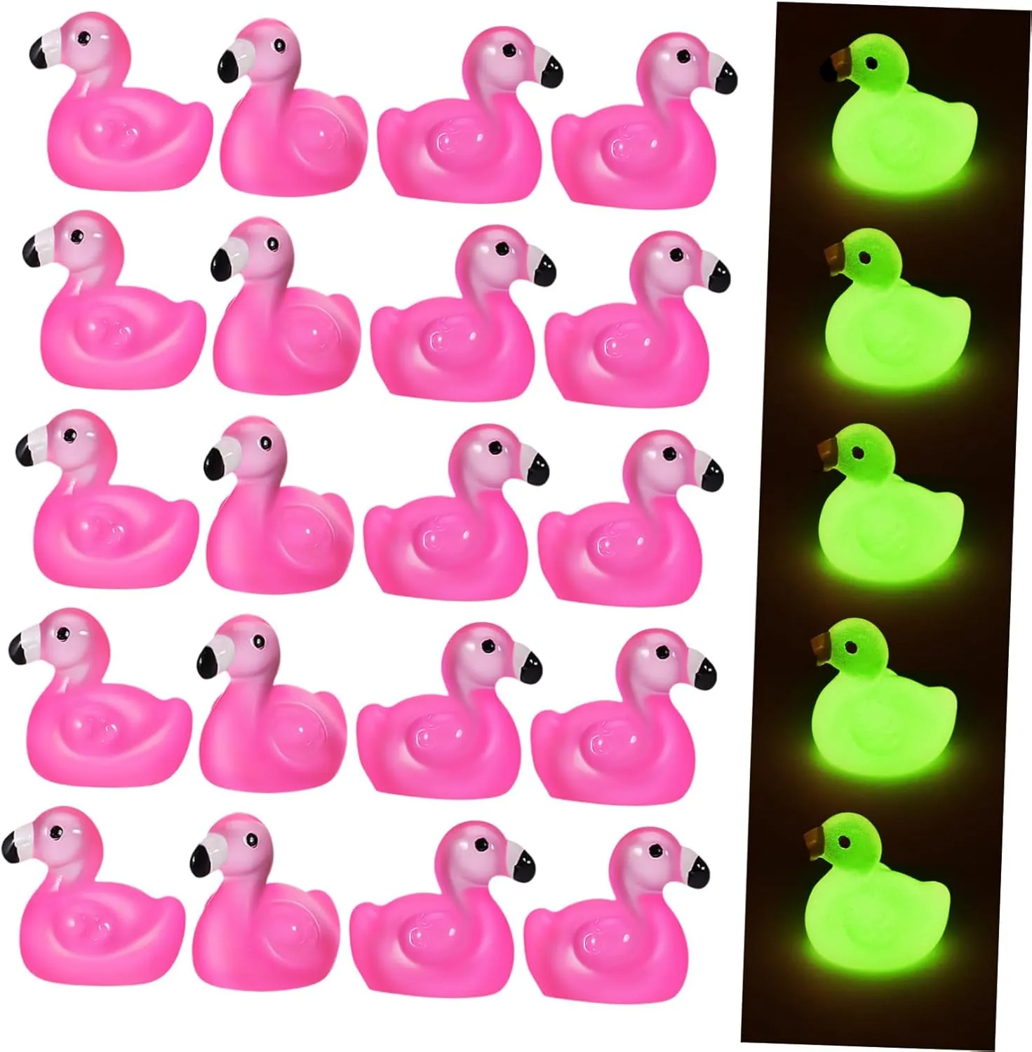 Mini Flamingo Ornaments laser libelous discriminate Glow The Dark Animal Figures for Dollhouse Party Decorations and Aquarium Decor Vibrant Flamingo Figurines BESPORTBLE 100pcs 