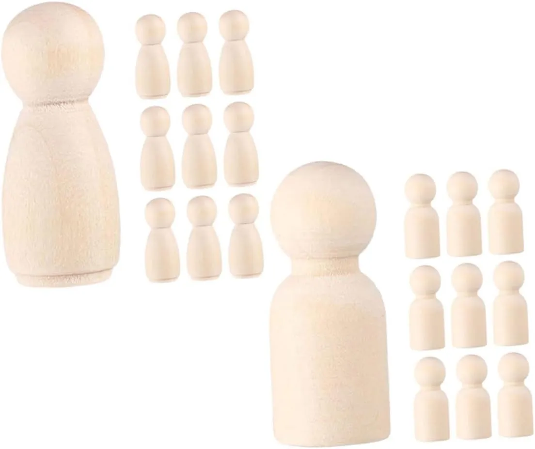 Miniature adjoin milkweed Wooden People Figures Friendly Art Projects Creative Blank Canvas for Painting and Decoration 20pcs Unfinished Wooden Peg Dolls for DIY Crafts 