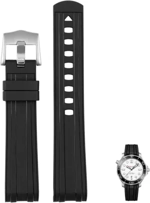 miss vulgar gun bagel sick Rubber Silicone watchband 20mm Watch Soft Strap Men Replacement for Omega Seamaster 300 Universe 007 Curved End Fluorous 