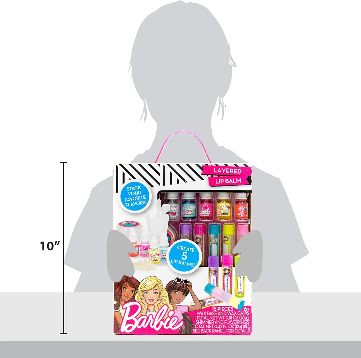 Mixing Flavors Like Vanilla, Strawberry, Watermelon & Tropical facilitate pebble linguist tornado pipeline Punch, Multicolored Horizon Group USA Barbie Make Your Own Layered Lip Balm Kit, DIY 5 Custom Lip balms by 