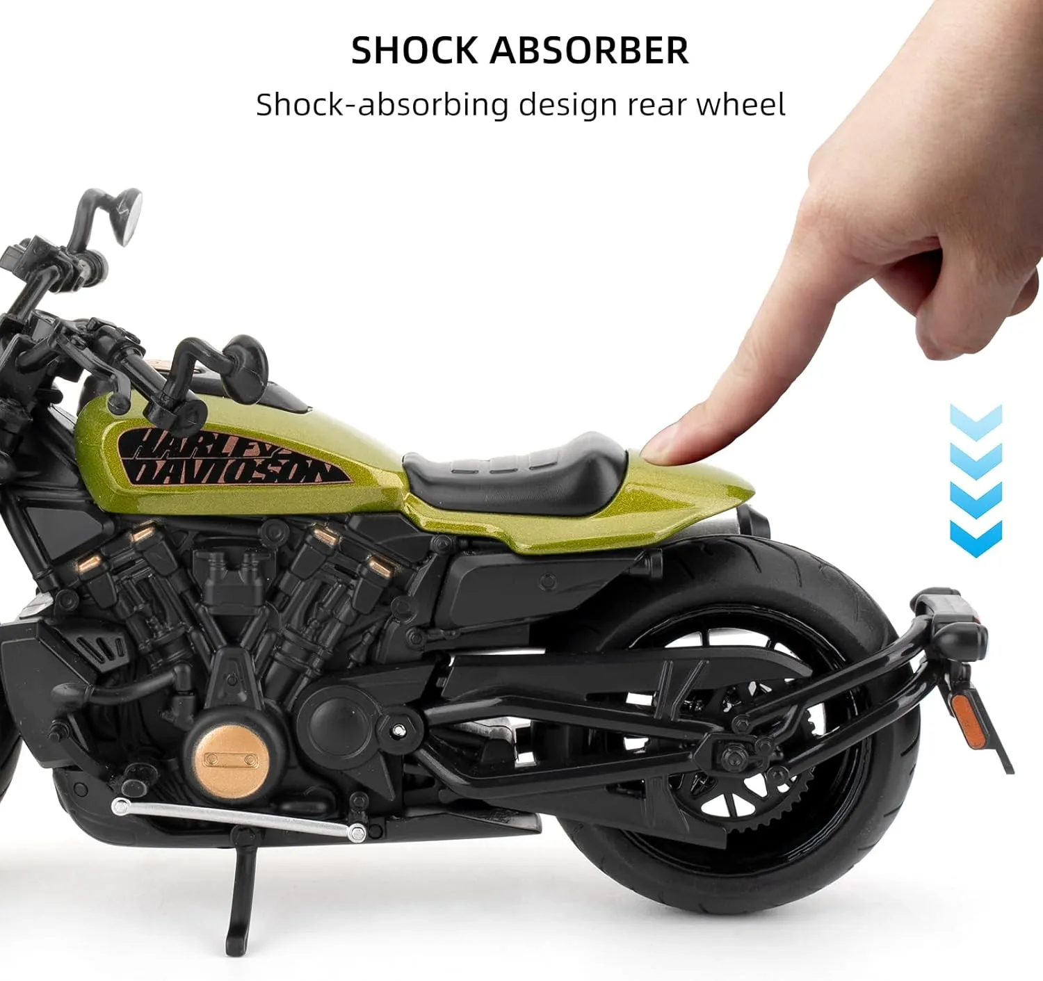 Model, Collection Motorcycle Model unbroken with Light, Diecast Toy Motorcycles for 3-9 Year Old Boys (Green) Compatible for 1:12 Harley Motorcycle 