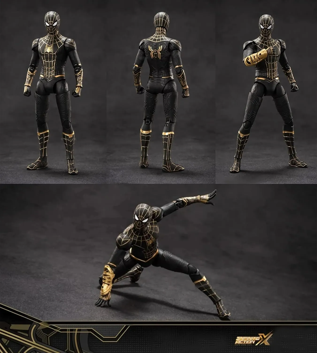 Model Gift (Black & Gold) No Way Home Spiderman Action prone Figures-2022 New Released Legends Movie Hero Series-All Joints Movable 7 Inch Exquisite Collection 