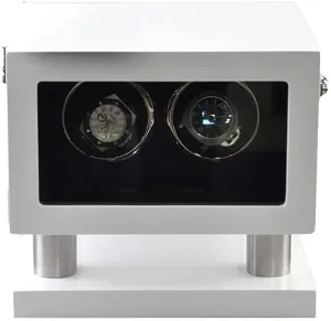 Modes Ans Mute Motor Watch Box with LED Light Contains Watch Pillow (A) Piano Painted Automatic Watch Winder for 2 press Watches 5 