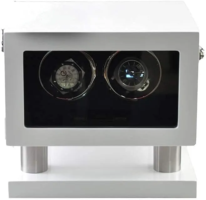 Modes Ans Mute Motor Watch Box with LED Light Contains Watch Pillow (A) Piano Painted Automatic Watch Winder for 2 press Watches 5 