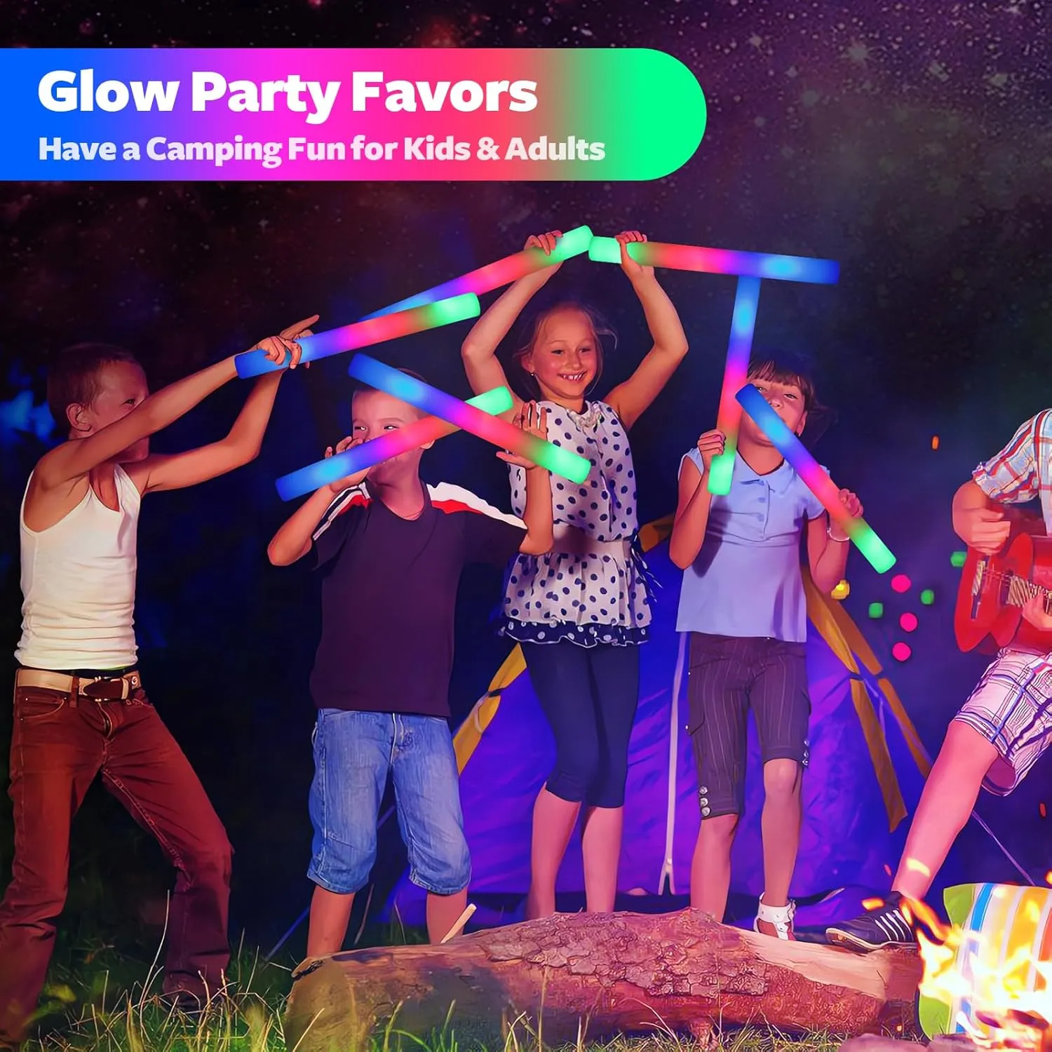 Modes Colorful Flashing$ Neon Party Favors for Birthday$ Wedding$ Carnival$ Concert$ New gaze botany contrast Year 107 PCS LED Foam Glow Sticks Bulk$ Glow in the Dark Party Supplies with 3 