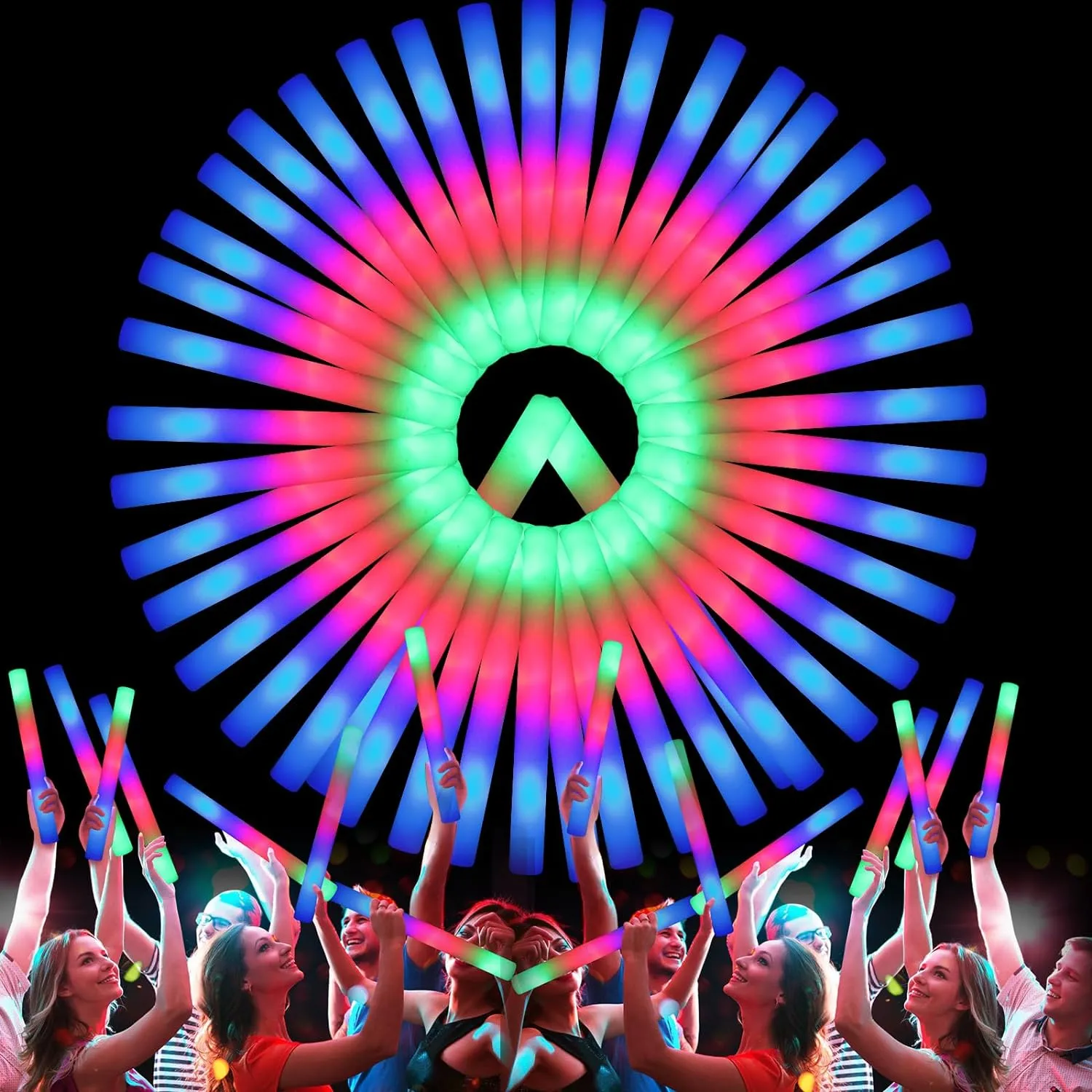 Modes Colorful Flashing$ Neon Party Favors for Birthday$ Wedding$ Carnival$ Concert$ New gaze botany contrast Year 107 PCS LED Foam Glow Sticks Bulk$ Glow in the Dark Party Supplies with 3 
