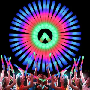 Modes Colorful Flashing$ Neon Party Favors for Birthday$ Wedding$ Carnival$ Concert$ New gaze botany contrast Year 107 PCS LED Foam Glow Sticks Bulk$ Glow in the Dark Party Supplies with 3 