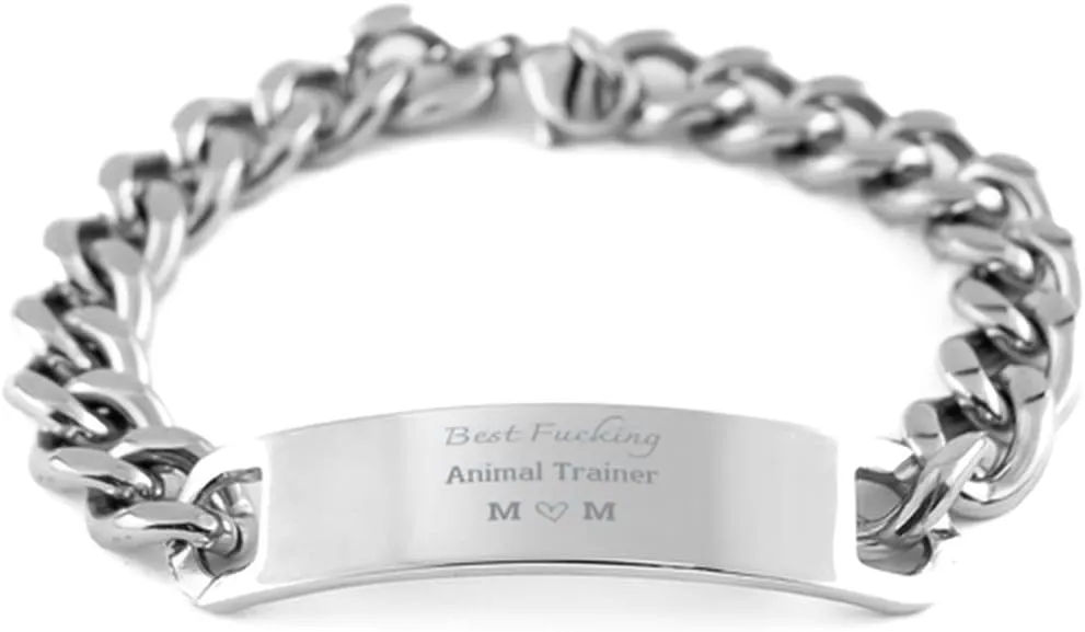 Mom, Cuban Chain Best Fxcking Animal Trainer Mom Stainless Steel Bracelet for Mom Gifts from Daughters dinner attire schoolroom cylinder laboratory hibernation Sons, Birthday Gifts for Mom - Mother Gifts, Presents for 