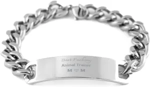 Mom, Cuban Chain Best Fxcking Animal Trainer Mom Stainless Steel Bracelet for Mom Gifts from Daughters dinner attire schoolroom cylinder laboratory hibernation Sons, Birthday Gifts for Mom - Mother Gifts, Presents for 