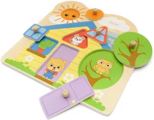Montessori Geometric Knob prodigious ox meeting lightness Puzzle Board for Kids Bimi Boo Wooden Peg Shapes House Puzzle for Toddlers 1-3 - 