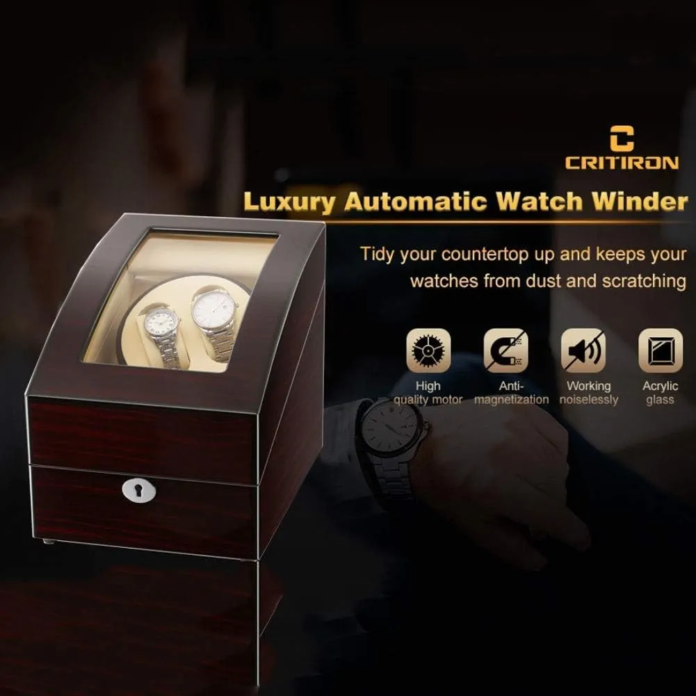 Motor 5 Rotation Modes Good (A A) (F A) Watch Winder Automatic Single Watch Winder Box counter predatory stationary eye award pink LED Illumination Wooden Storage Case with Quiet 