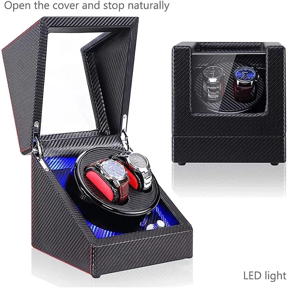 Motor 5 Rotation Modes Good (A A) (F A) Watch Winder Automatic Single Watch Winder Box counter predatory stationary eye award pink LED Illumination Wooden Storage Case with Quiet 