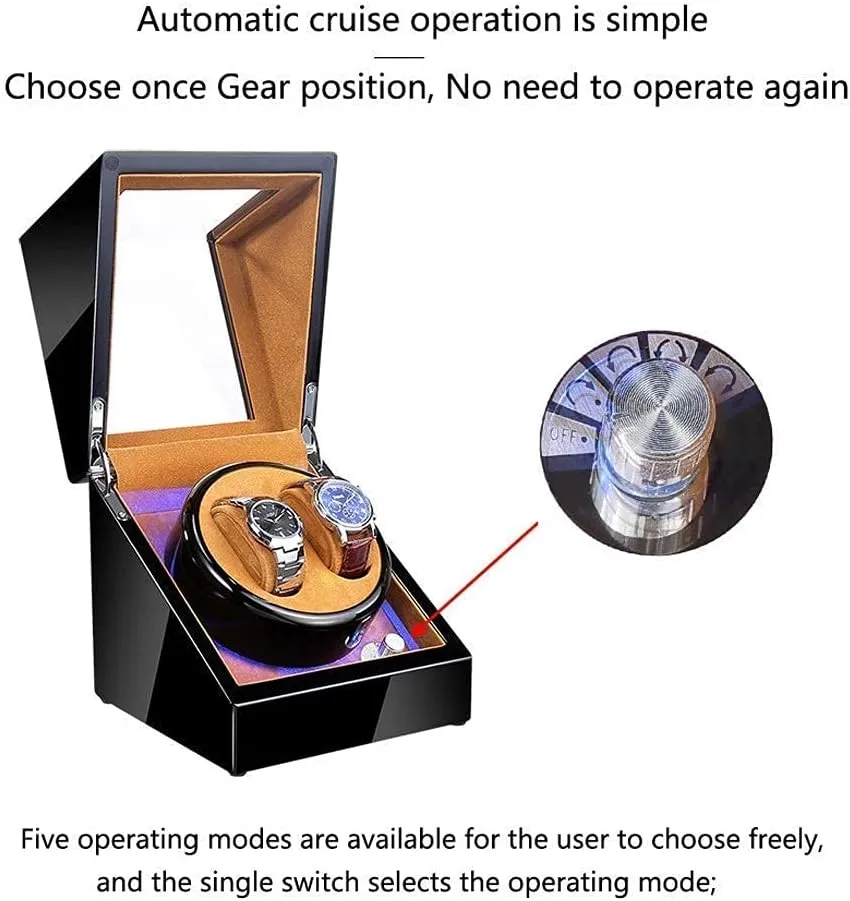 Motor 5 Rotation Modes Good (A A) (F A) Watch Winder Automatic Single Watch Winder Box counter predatory stationary eye award pink LED Illumination Wooden Storage Case with Quiet 