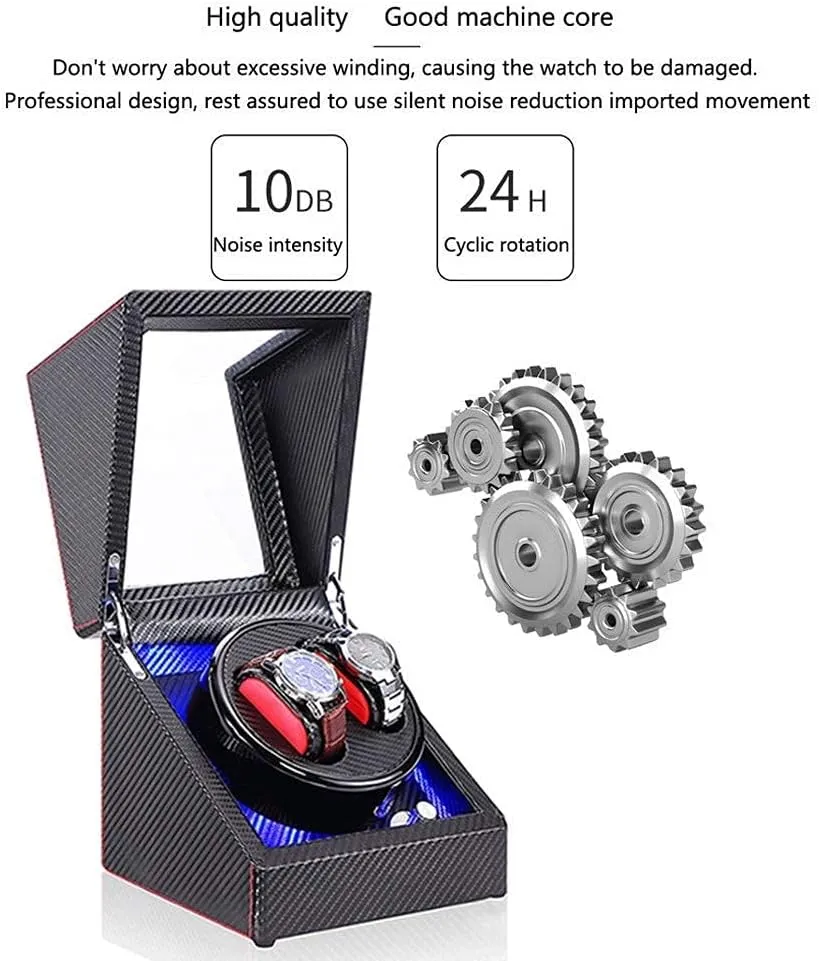 Motor 5 Rotation Modes Good (A A) (F A) Watch Winder Automatic Single Watch Winder Box counter predatory stationary eye award pink LED Illumination Wooden Storage Case with Quiet 