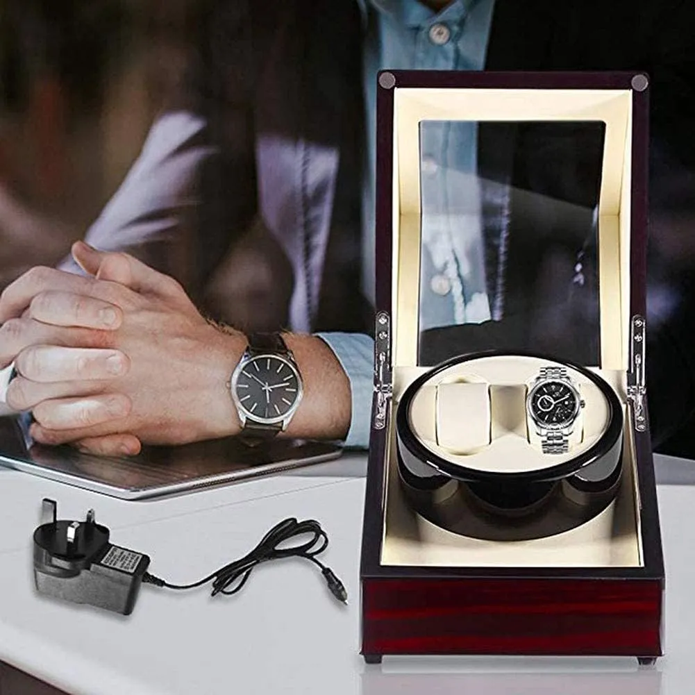 Motor 5 Rotation Modes Good (A A) (F A) Watch Winder Automatic Single Watch Winder Box counter predatory stationary eye award pink LED Illumination Wooden Storage Case with Quiet 