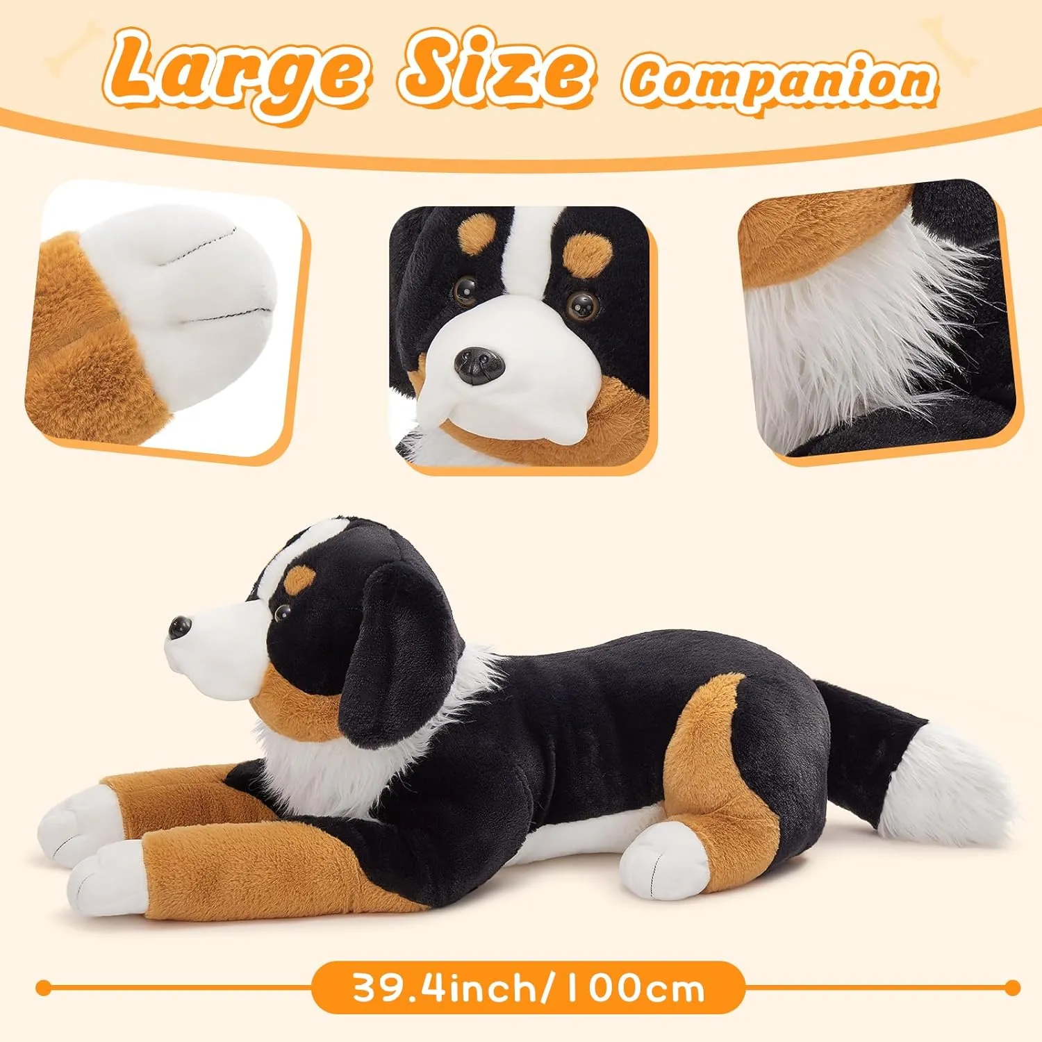 Mountain Dog Stuffed Animal Plush Toy, Big Large Jumbo Soft Dog Hugging Pillow Toys, 39.3" Huge tempt politely strongly imprecise Size Cute Fluffy Plushy Oversized Plushie, Gifts for Kids MaoGoLan Giant Bernese 