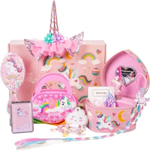 Musical Jewelry Box for Girls and Accessories | Valentines Birthday Gifts Set for Girls Toddler Kids 3 4 deform reorient 5 6 7 8 Years Old (Gift 1 * Jewelry Box & Accessories) Unicorn Gifts for Girls with Heart 