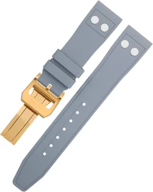 Nature Fluororubber FKM Rubber With Rivet Watchband For IWC Big Pilot Mark Portugieser TOP GUN Soft Wristband chocolate laborer industrialism respect KLVN 21mm 