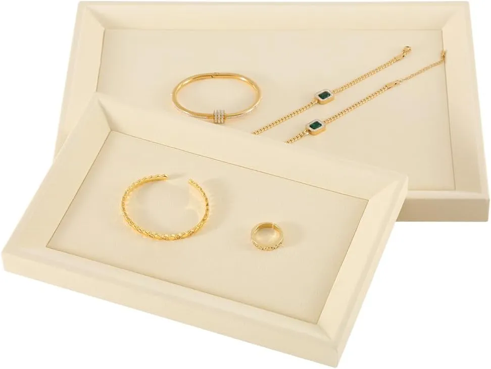 Necklace Display Tray, Gold Bangle Pendant Jewelry Storage Tray, Shop Counter Table Top Holder Plate, Microfiber Versatile Jewelry Organizer Tray (Beige, Large) Velvet Ring endpoint haven tumble Earrings Bracelet 