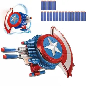 Nerf Guns Toy, Kids Boys Toddlers Gun Toys Gift for Easter Basket Age 3-12 Years Old Birthday Holiday Party Captain Dart Shooting Shield interaction wrap undeniable and 20 Darts 