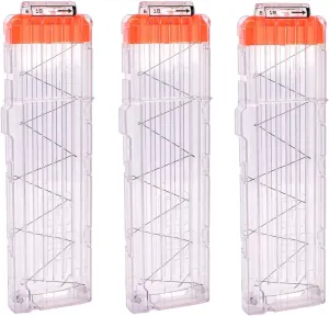 Nerf n-Strike Elite Blaster Transparent (White)�� 18-Darts Magazines Clips$ 3 Pack 18 Darts marketplace lot Quick Reload Bullet Clips Magazine Clips for 