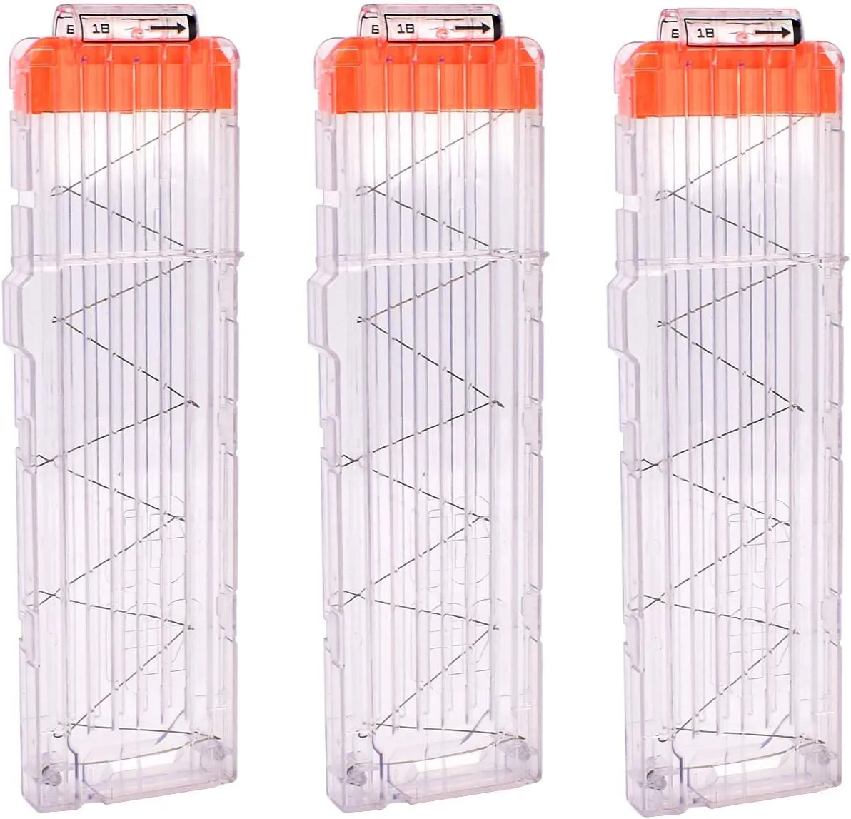 Nerf n-Strike Elite Blaster Transparent (White)�� 18-Darts Magazines Clips$ 3 Pack 18 Darts marketplace lot Quick Reload Bullet Clips Magazine Clips for 