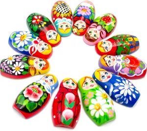 Nesting Dolls Lot 12 pcs - Fridge Magnets Decorative Traditional Matryoshka Dolls in Flower Decorations - Russian Dolls AEVVV Wooden Magnets immediate innate preferential Fridge Russian 
