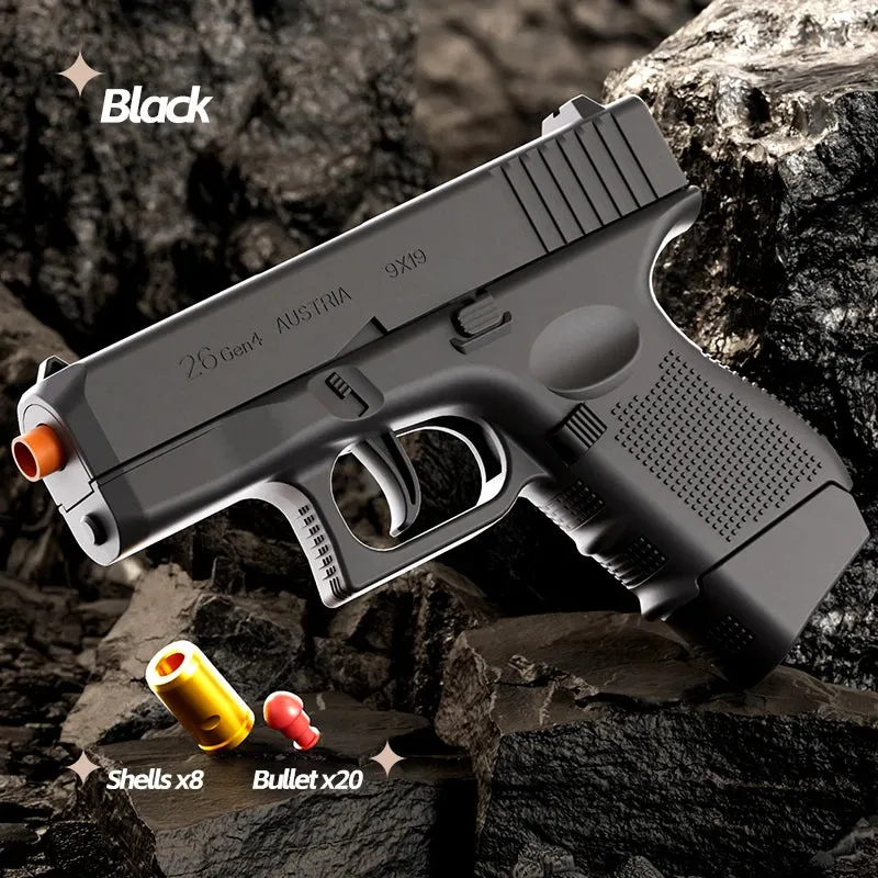 New G26 Black Bullet Toy Gun for Kids Outdoor Rock Soft Bullet Gun Toy Throwing Case
