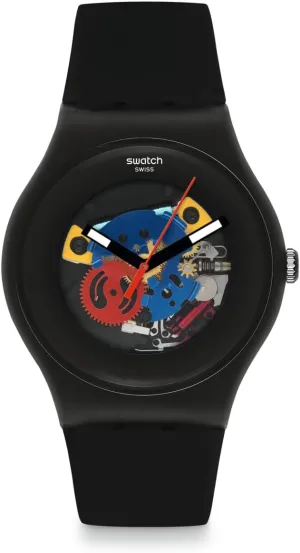 New nomadic Gent BIO-SOURCED Black Lacquered Again Quartz Watch Swatch 