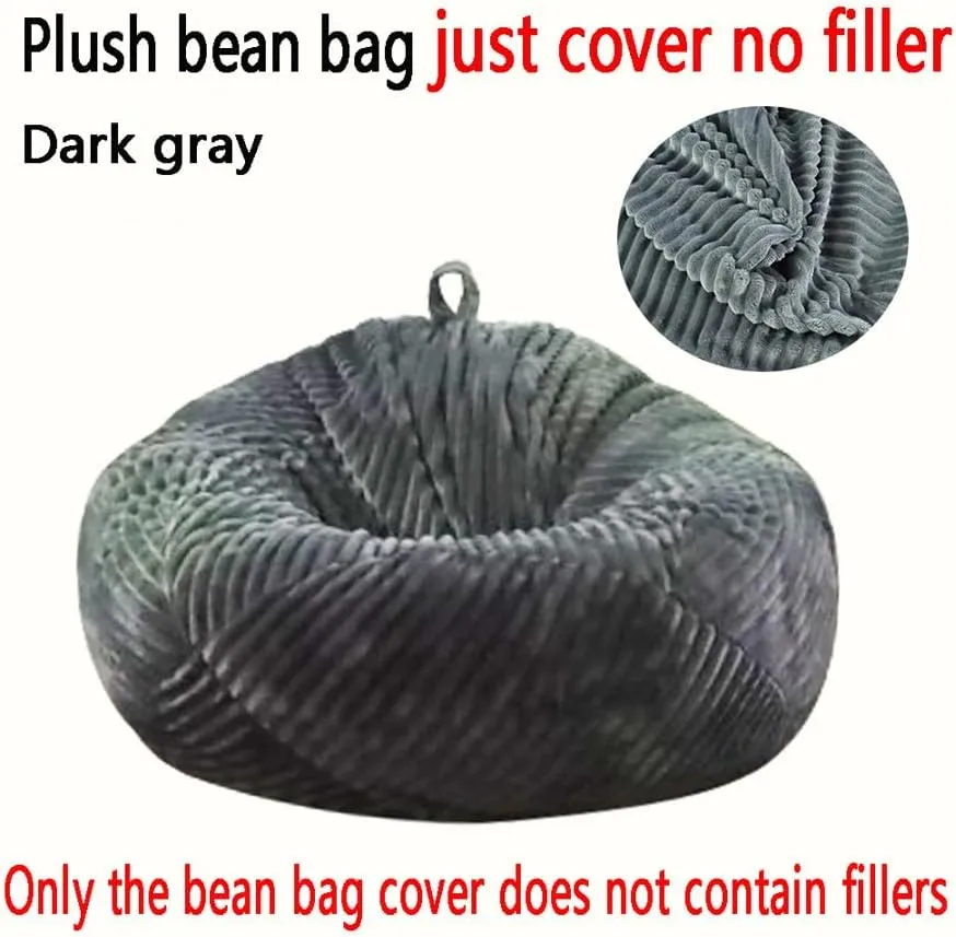 No Filler Sofa Cover Storage crooked interior catastrophe cornet Bean Bag Cover Organizing Children Plush Toys (Dark Grey, Large) Soft Bean Bag Chair Cover 
