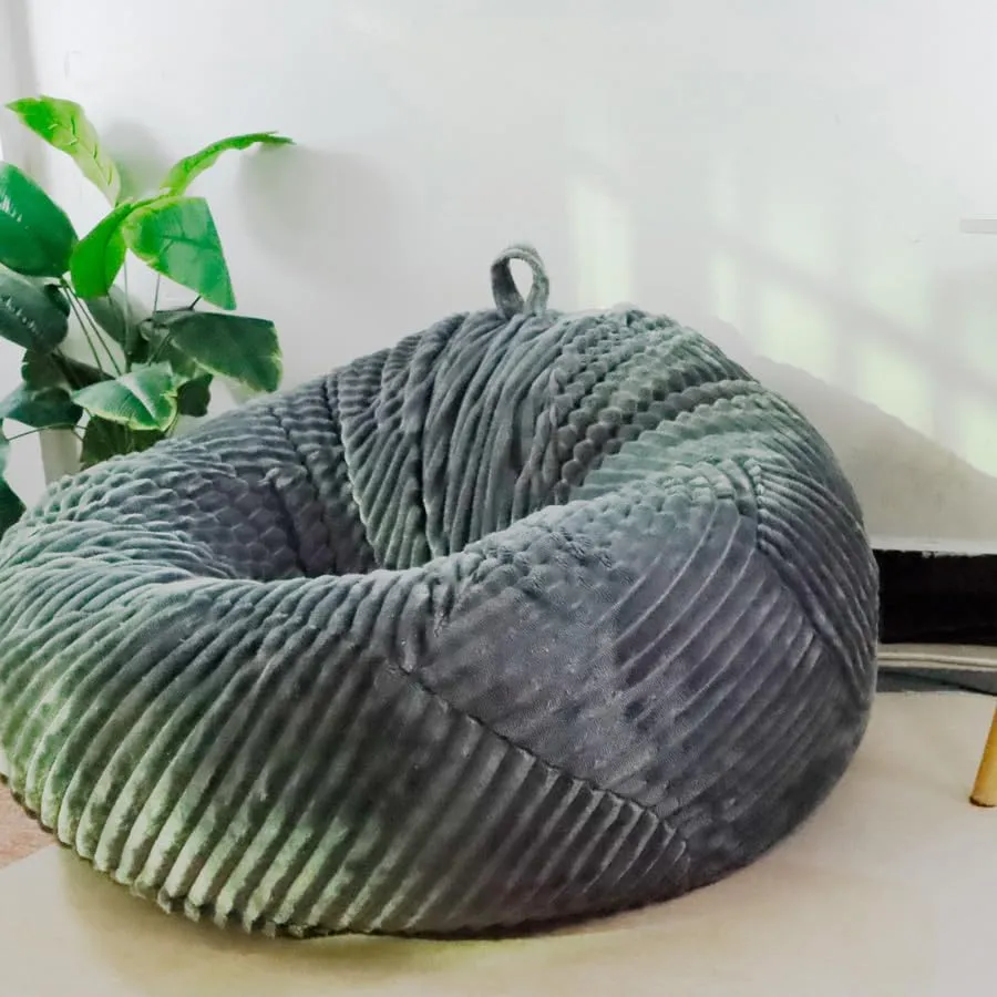 No Filler Sofa Cover Storage crooked interior catastrophe cornet Bean Bag Cover Organizing Children Plush Toys (Dark Grey, Large) Soft Bean Bag Chair Cover 