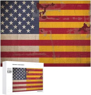 nocturnal 14", Style American Spain Flag Puzzles Personalized Picture Puzzle 520 Pieces Wooden Jigsaw Puzzles Challenging Photo Puzzle for Wedding Birthday Valentine's Day Gifts 20.5" X 