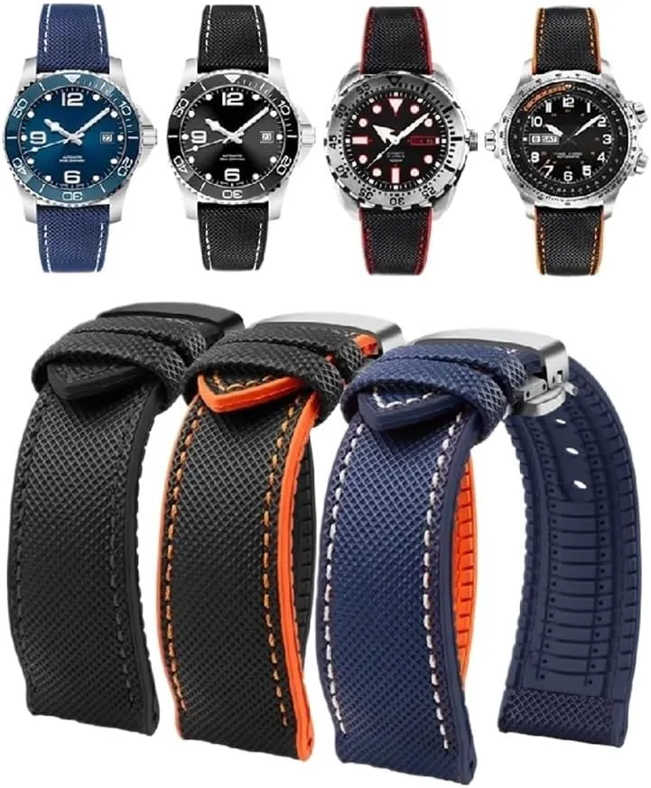 nylon rubber Bottom watch strap 20mm 22mm 23 gun loess northerner manageable Strap Men soft Waterproof Wrist Band Fit for Longines Fit for Seiko water ghost Fit for Hamilton series 