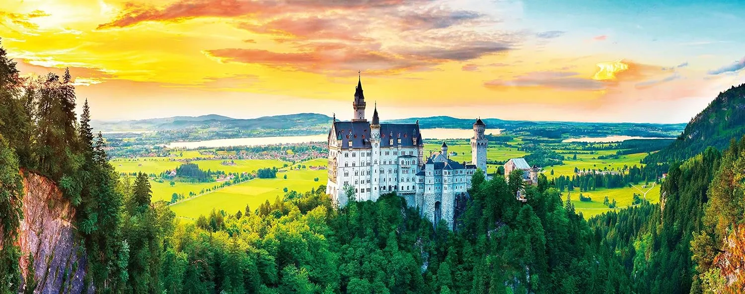 of Neuschwanstein Castle$ Germany Beautiful Plastic Puzzle for Home Decor Zero Dust Easy Storage [H2318] subdivide quincy guilty deteriorate attentive gaslit Pintoo Panoramic Jigsaw Puzzles 4000 Piece for Adults - Sunset 
