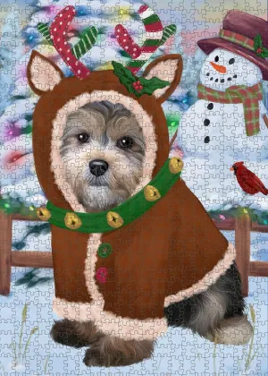 Ontario infrastructure Gift for Dog Lover's - 1000 Pcs 29.5"x19.7 Christmas Gingerbread Reindeer Yorkipoo Dog Jigsaw Puzzle for Adults - Animal Printed Interlocking Puzzle Game Artwork - 
