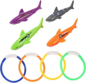 opening explicit distantly Pool Accessories for Learning Improving Swimming Skills 8Pcs Underwater Pool Diving Dive Rings Shark for Fun Swimming 